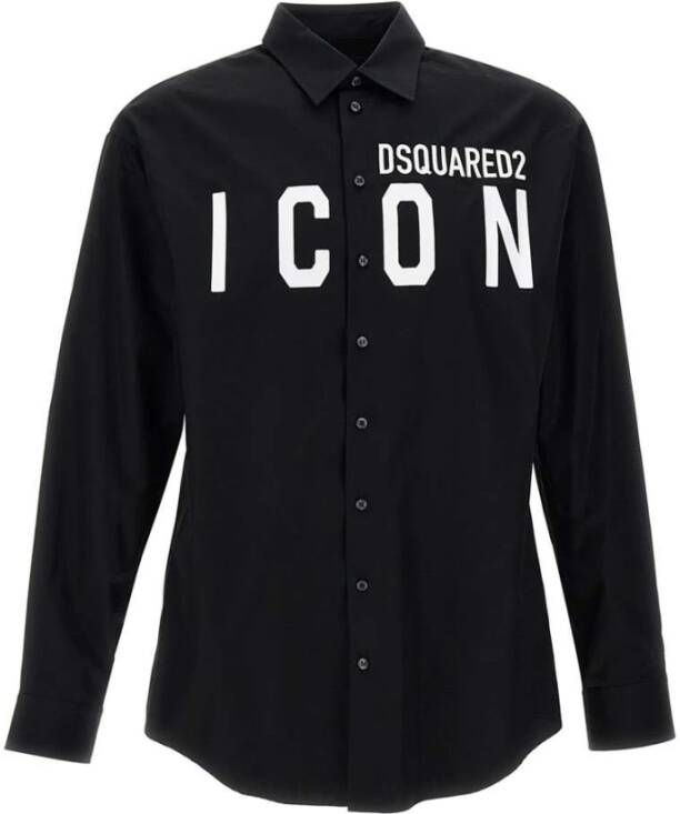 Dsquared2 Zwart Overhemd Regular Fit Geschikt voor Alle Temperaturen 100% Katoen Black Heren