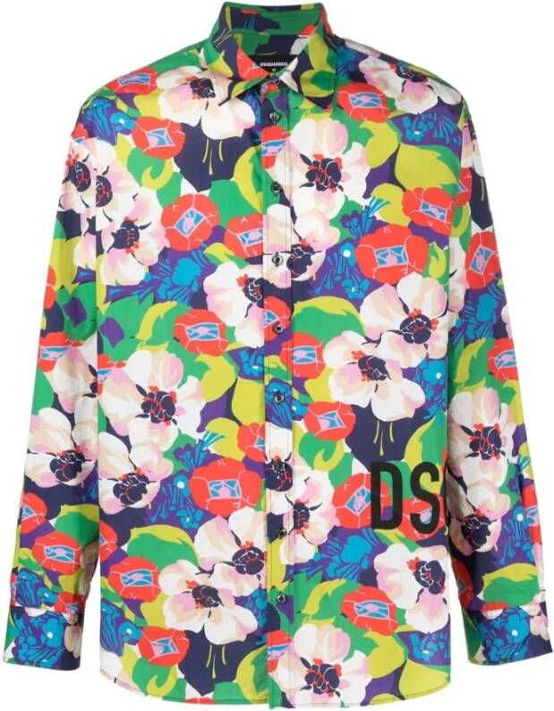 Dsquared2 Bloemenprint Shirt met Logo Print Multicolor Heren