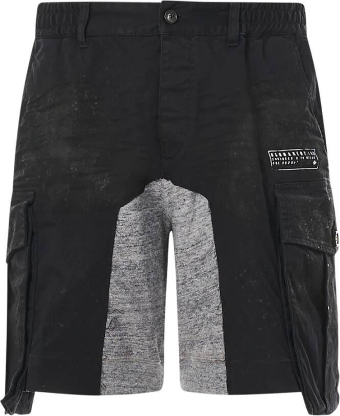 Dsquared2 Casual zwarte shorts met elastische tailleband en cargozakken Zwart Heren