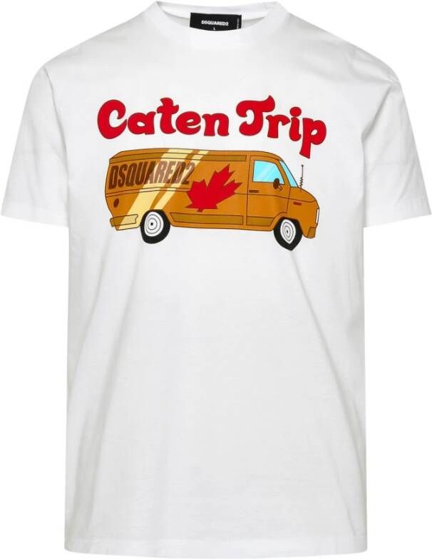 Dsquared2 Caten Trip Print T-Shirt Wit Heren