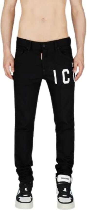 Dsquared2 Zwarte Slim-Fit Jeans met Icon Print Black Heren