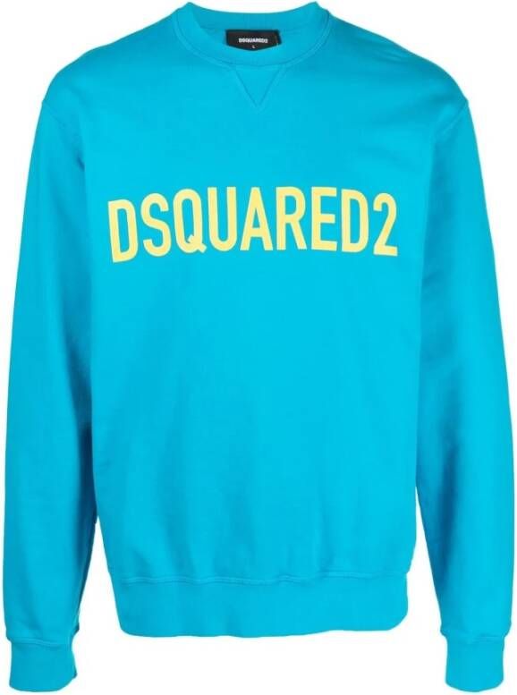 Dsquared2 Clear Blue Logo-Print Crew-Neck Sweatshirt Blauw Heren