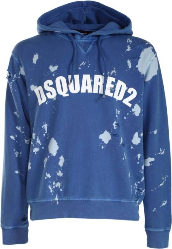 Dsquared2 Oversized Sweater in Clear Blue met Distressed Details Blue Heren
