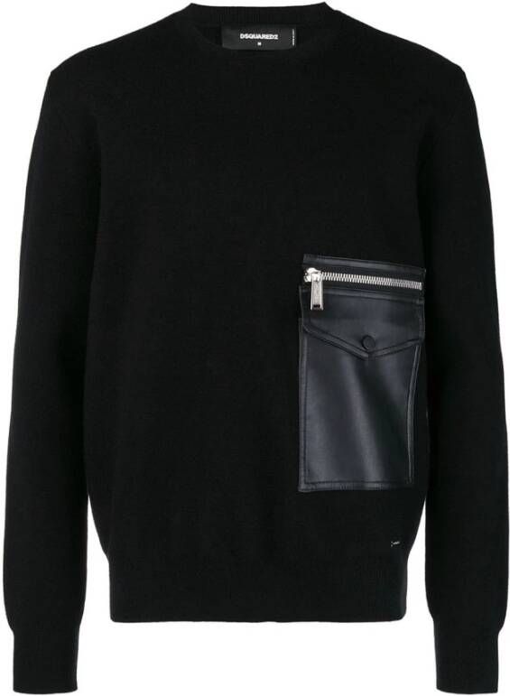Dsquared2 Comfortabel Sweatshirt met Voorzak Zwart Heren