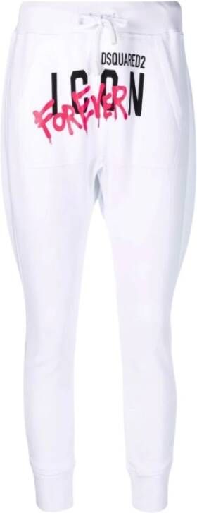 Dsquared2 Comfortabele en stijlvolle witte sweatpants met iconisch logo White Dames