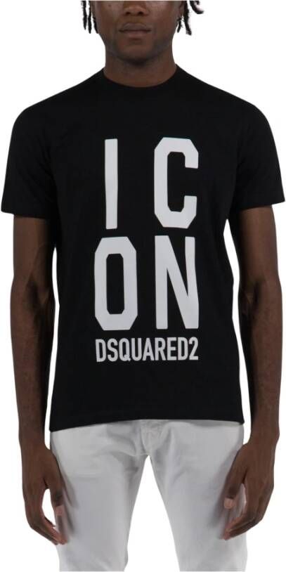 Dsquared2 Bedrukte Zwarte T-shirts en Polos Black Heren