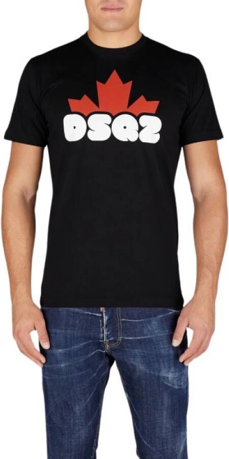 Dsquared2 Cool Fit Katoenen T-Shirt met Ronde Hals en Korte Mouwen Black Heren