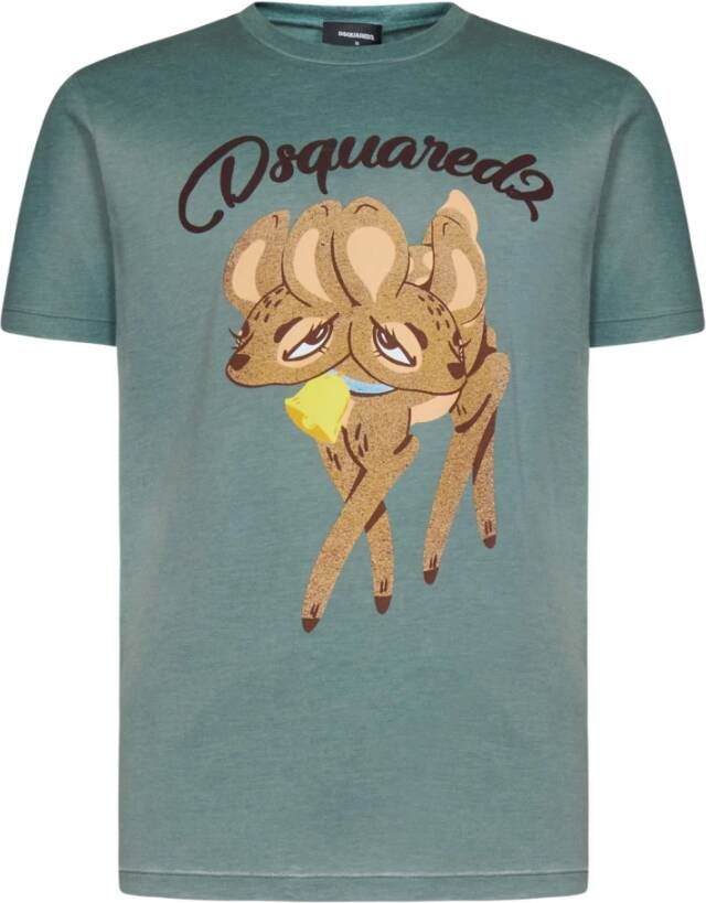 Dsquared2 Cool-fit Teal Katoenen T-shirt met Logo Print Groen Heren