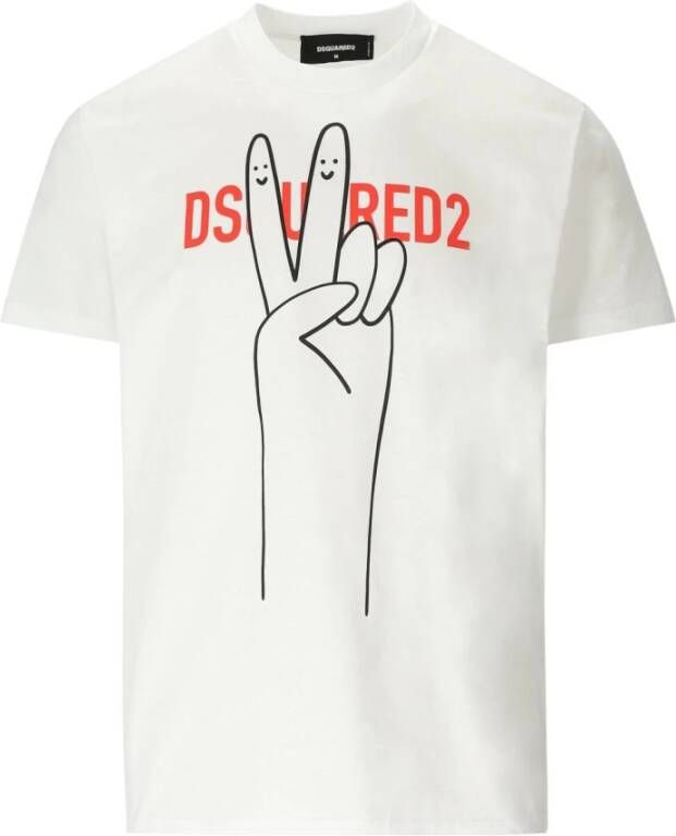 Dsquared2 Stijlvol Wit Katoenen T-Shirt met Logo Print White Heren