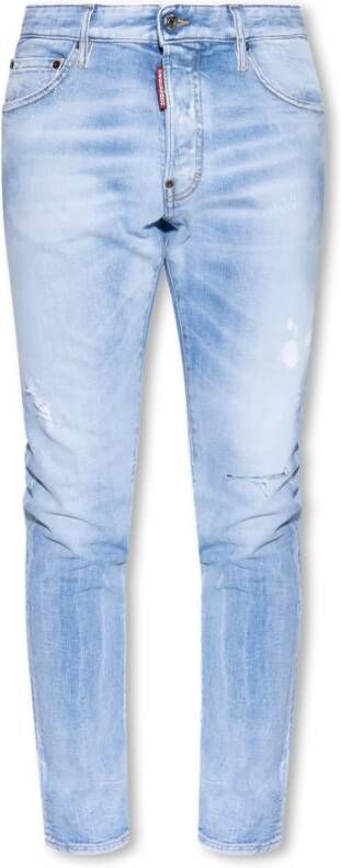 Dsquared2 Blauwe Slim-fit Jeans met Knoopsluiting Blauw Heren