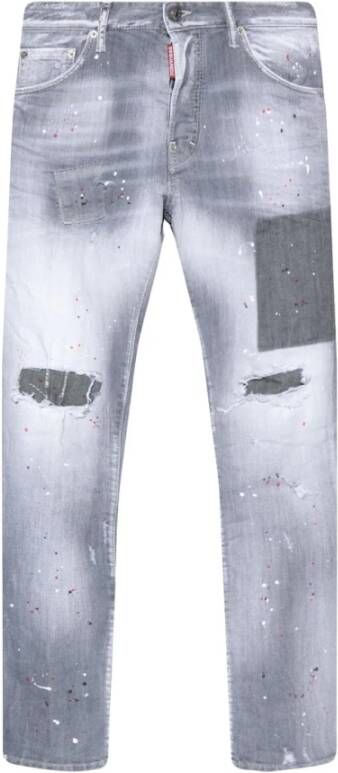 Dsquared2 Slim-Fit Jeans met Distressed Details Gray Heren