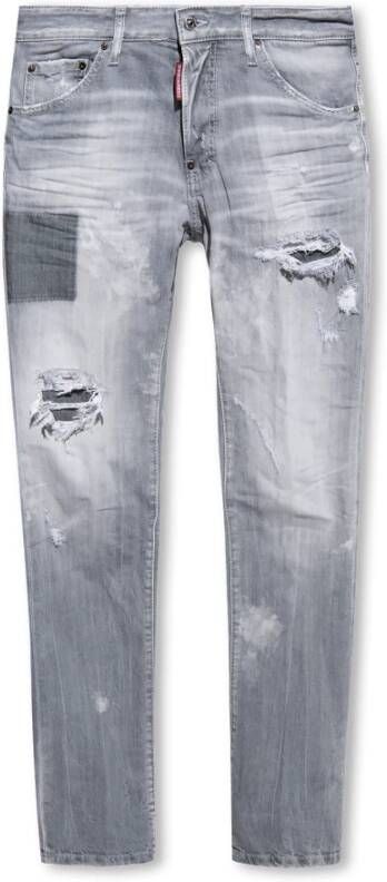 Dsquared2 Slimme Grijze Jeans met Gescheurde Details Gray Heren