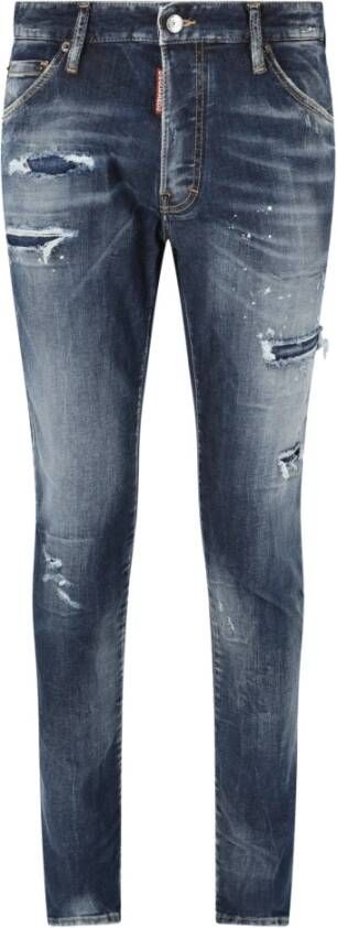 Dsquared2 Slim-Fit Distressed Stretch Denim Jeans Blauw Heren