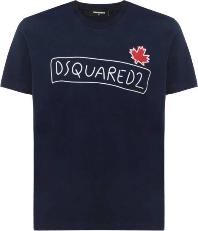Dsquared2 Cotton Logo T-Shirt Blauw Heren