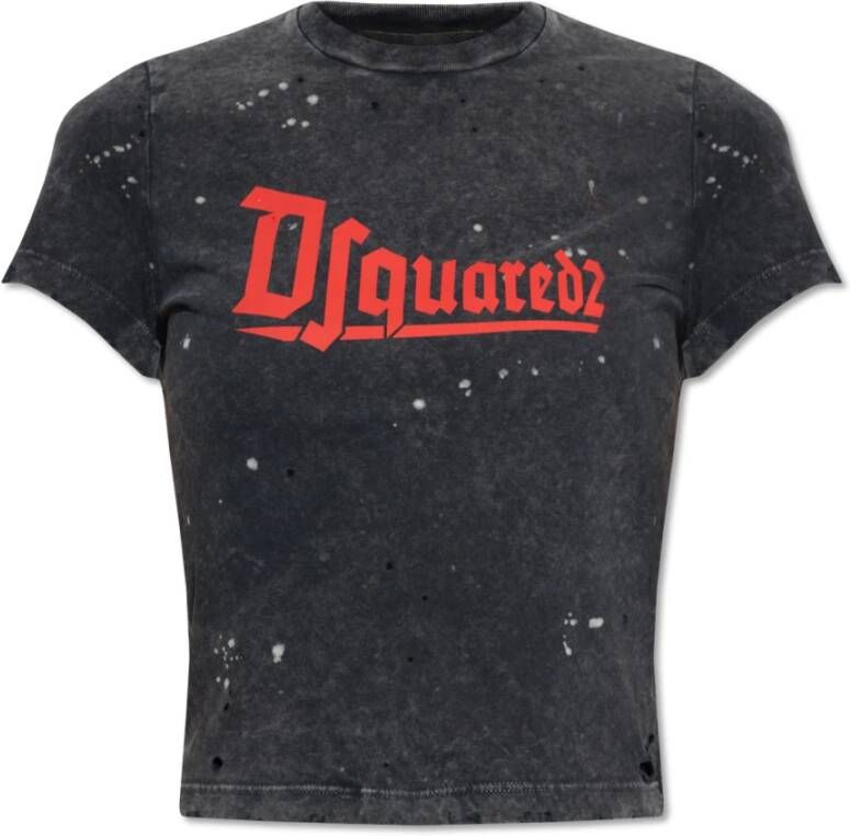 Dsquared2 Geknipt T-shirt met logo Grijs Dames