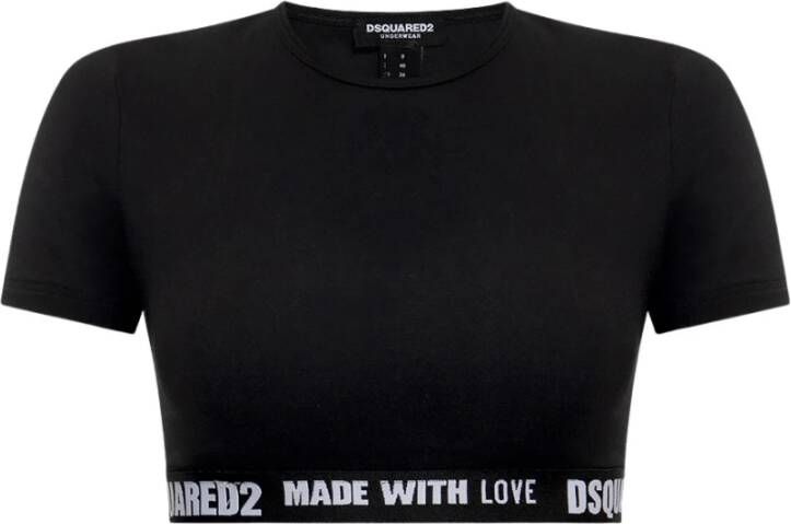 Dsquared2 Cropped T-shirt with logo Zwart Dames