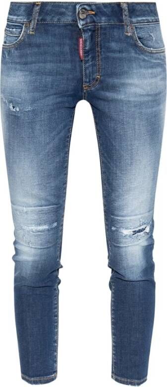 Dsquared2 Blauwe Cropped Twiggy Distressed Jeans Blue Dames