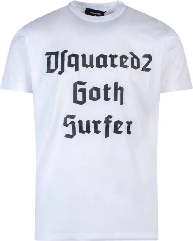 Dsquared2 Goth Surfer T-Shirt met Contrasterende Print White Heren