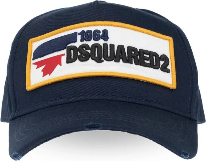 Dsquared2 Navy Logo Patch Baseball Cap Blauw Heren