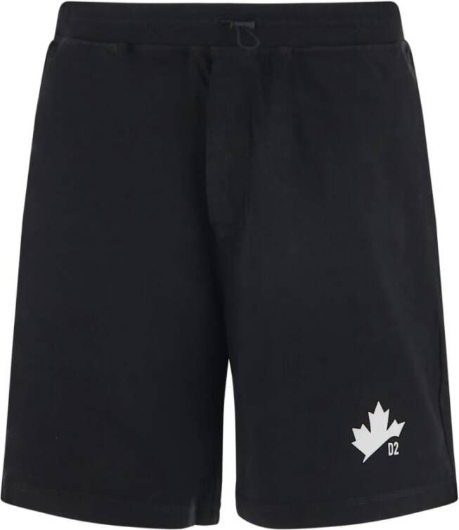 Dsquared2 d2 leaf jersey shorts Zwart Heren