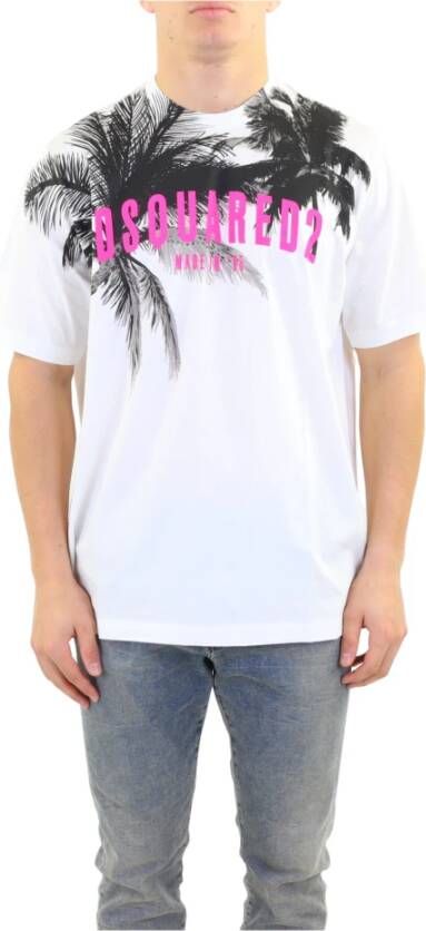 Dsquared2 D2 Palms Slouch Tee Wit Heren
