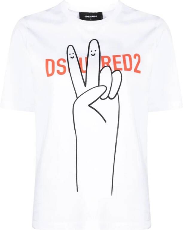 Dsquared2 Dames #100 Bianco T-Shirt Stijlvol en veelzijdig White Dames
