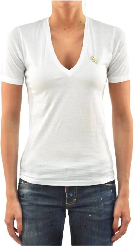 Dsquared2 Dames Katoenen Logo T-Shirt White Dames