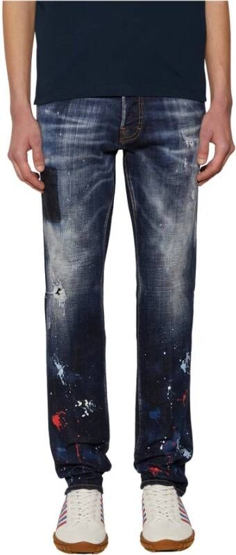 Dsquared2 Dark Splatter Wash Cool Guy Jeans Blauw Heren