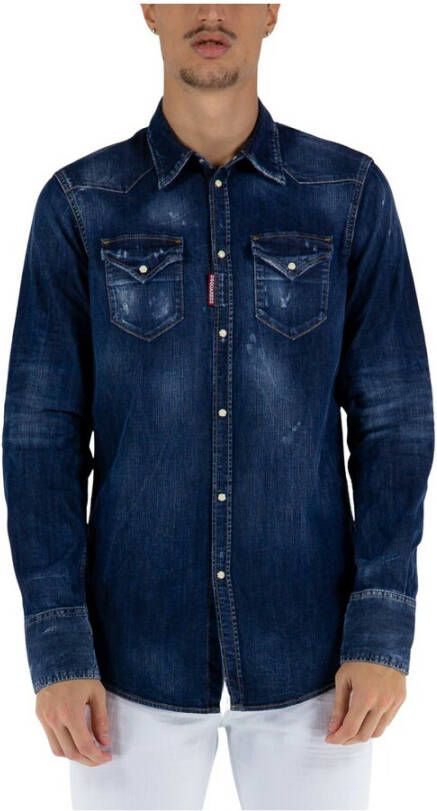 Dsquared2 Denim Shirts Blauw Heren