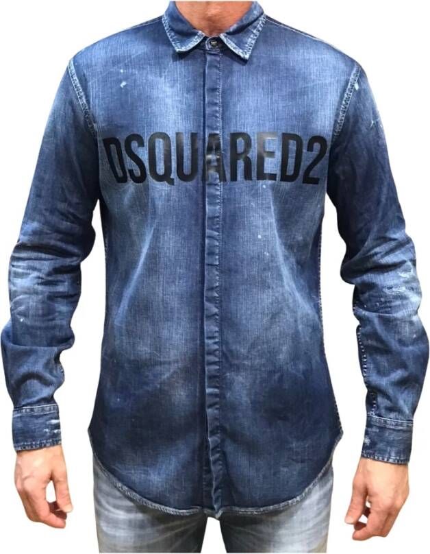 Dsquared2 Denim Shirts Blauw Heren
