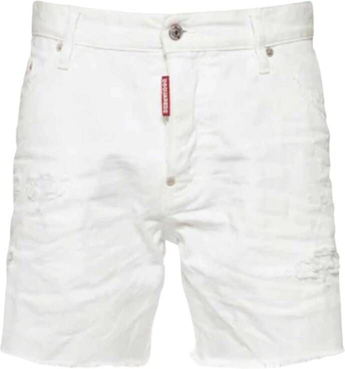 Dsquared2 Denim Shorts met Minimalistisch Design White Heren