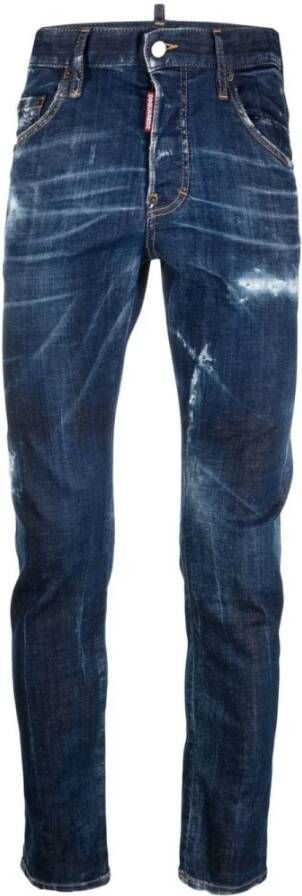 Dsquared2 Distressed Skinny-Cut Jeans Indigo Blauw Heren