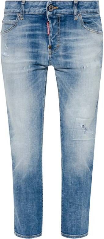 Dsquared2 Distressed Tapered Cropped Jeans Blauw Dames