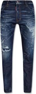 Dsquared2 Donkerblauwe Ripped Jeans met Verfvlek Effect Blauw Heren