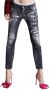 Dsquared2 Donkergrijze Versleten Crop Jeans Grijs Dames - Thumbnail 1