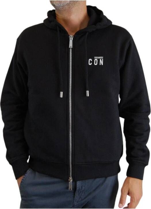 Dsquared2 Zwarte Katoenen Sweatshirt met Capuchon en Ritssluiting Black Heren