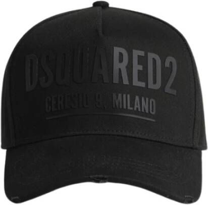 Dsquared2 Dsq2 Baseball Cap met Blauw en Rood Logo Black Unisex