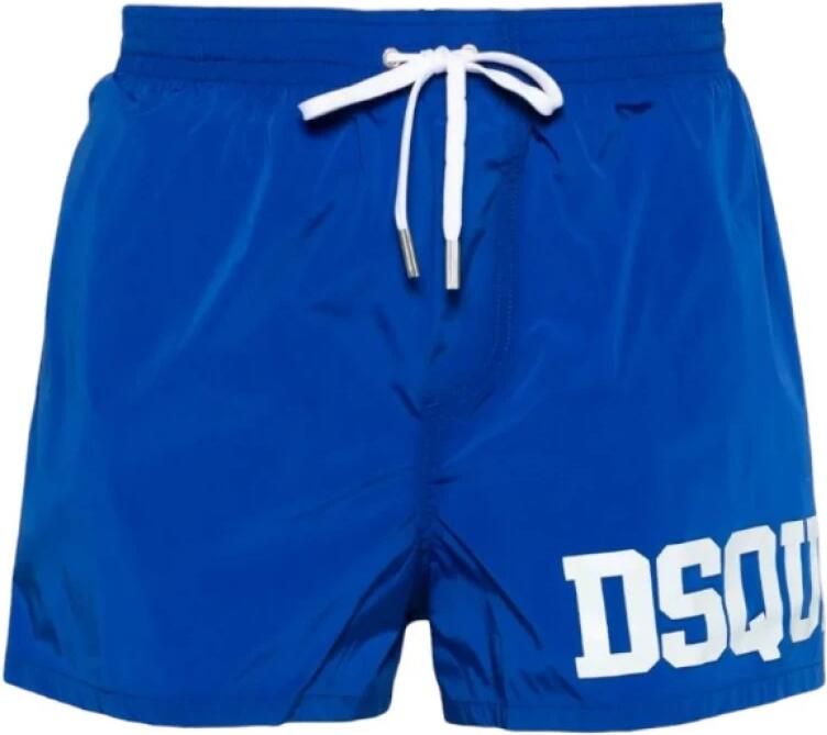 Dsquared2 Blauwe Zeekleding Boxer Midi Blue Heren