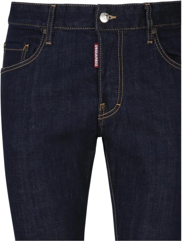 Dsquared2 Slim-Fit Donkerblauwe Jeans met Contrasterende Stiksels Blauw Heren - Foto 8