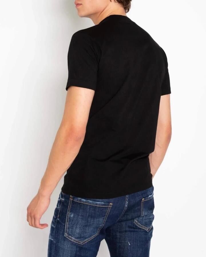 Dsquared2 Zwart Icon Pixel Print Katoenen T-shirt met Korte Mouwen Black