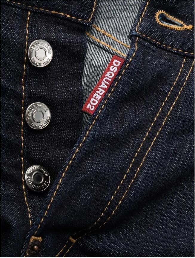 Dsquared2 Slim-Fit Donkerblauwe Jeans met Contrasterende Stiksels Blauw Heren - Foto 3