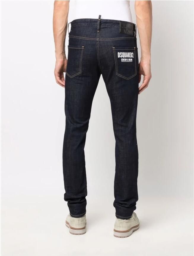 Dsquared2 Slim-Fit Donkerblauwe Jeans met Contrasterende Stiksels Blauw Heren - Foto 4