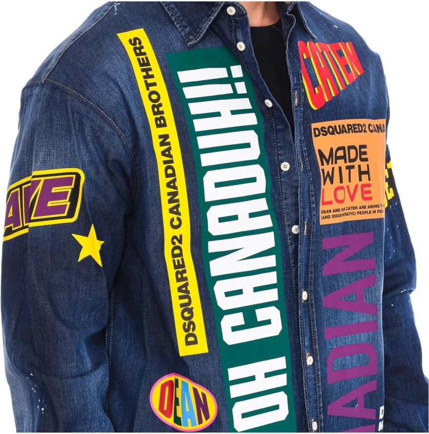 Dsquared2 Denim overhemd met merkmotief Multicolor Heren