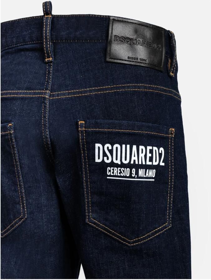Dsquared2 Slim-Fit Donkerblauwe Jeans met Contrasterende Stiksels Blauw Heren