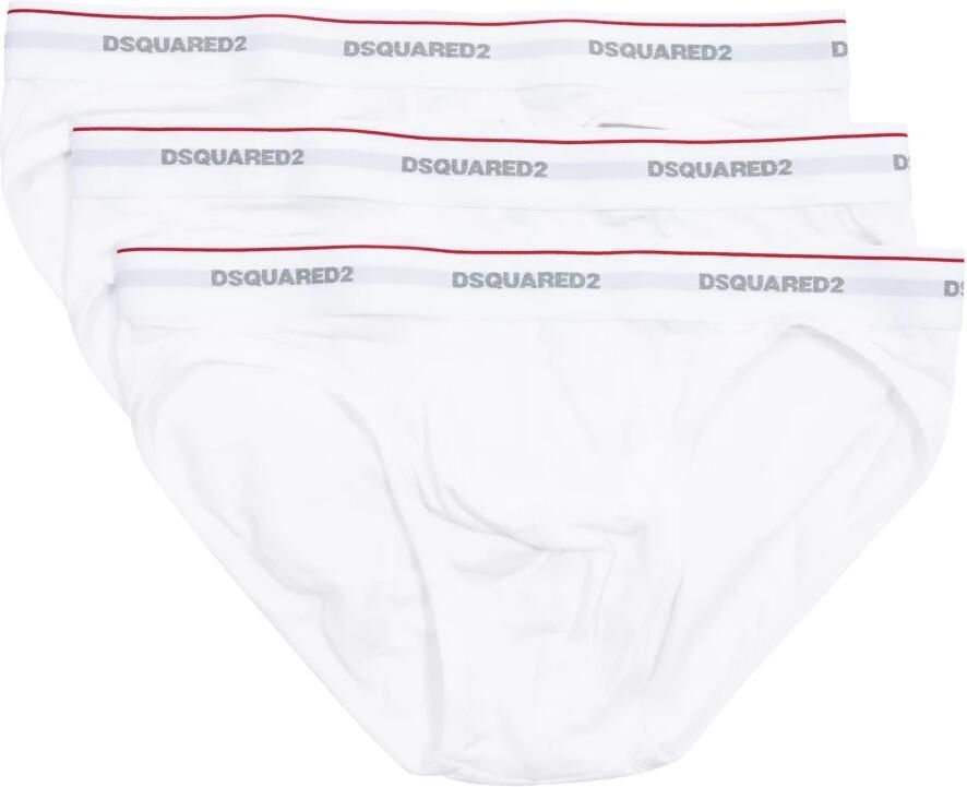 Dsquared2 Effen Briefs 3-Pack met Logo Taille White Heren