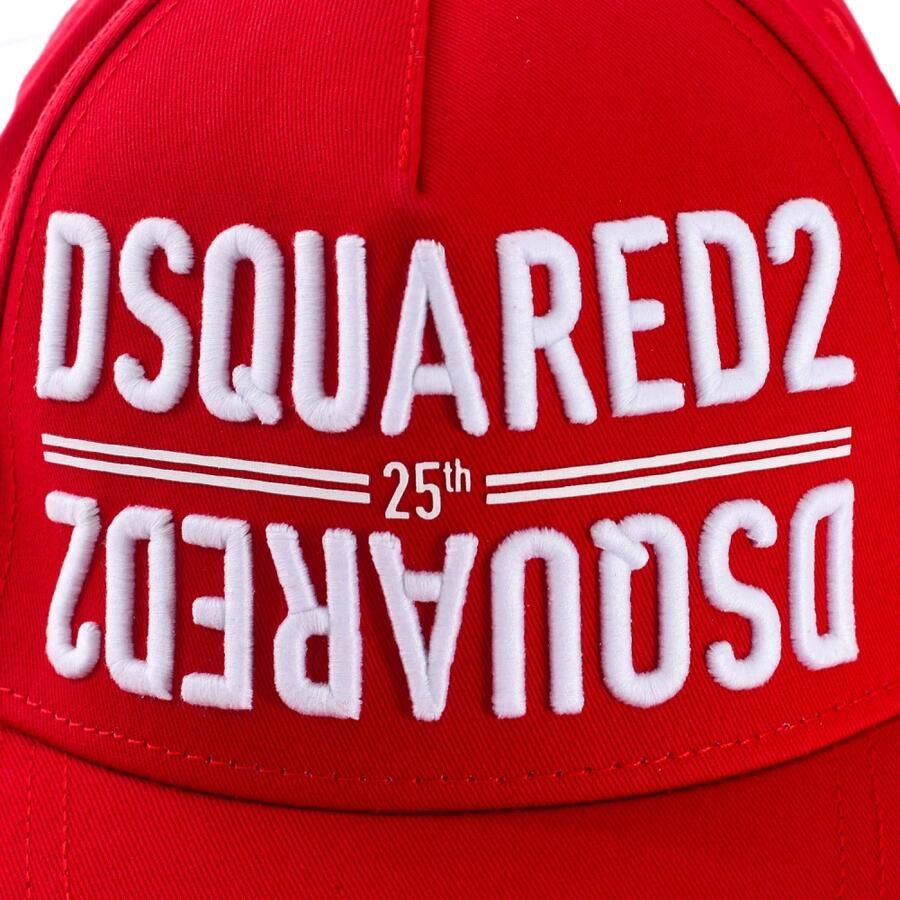 Dsquared2 Geborduurde Herenpet met Gescheurde Klep Red Heren