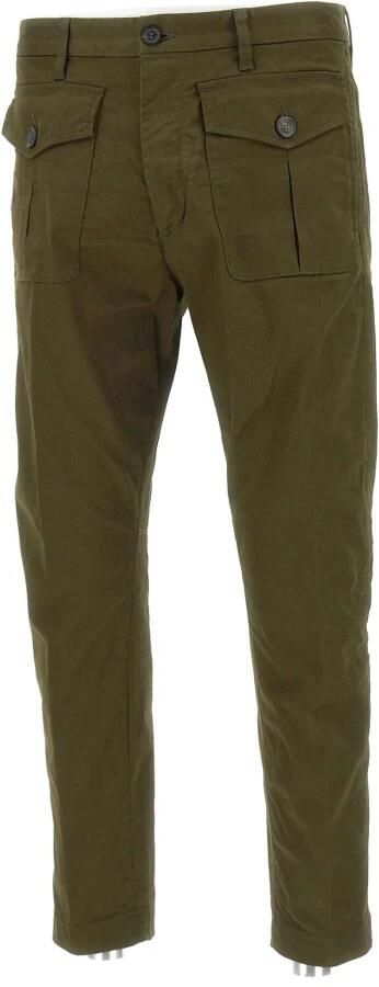 Dsquared2 Stretch Katoen Chino Broek Donkergroen Green Heren - Foto 9