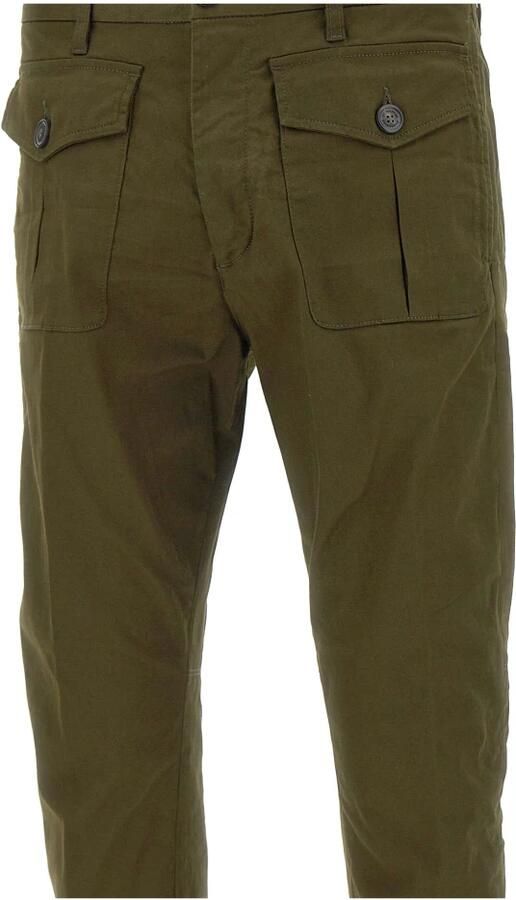 Dsquared2 Stretch Katoen Chino Broek Donkergroen Green Heren - Foto 7