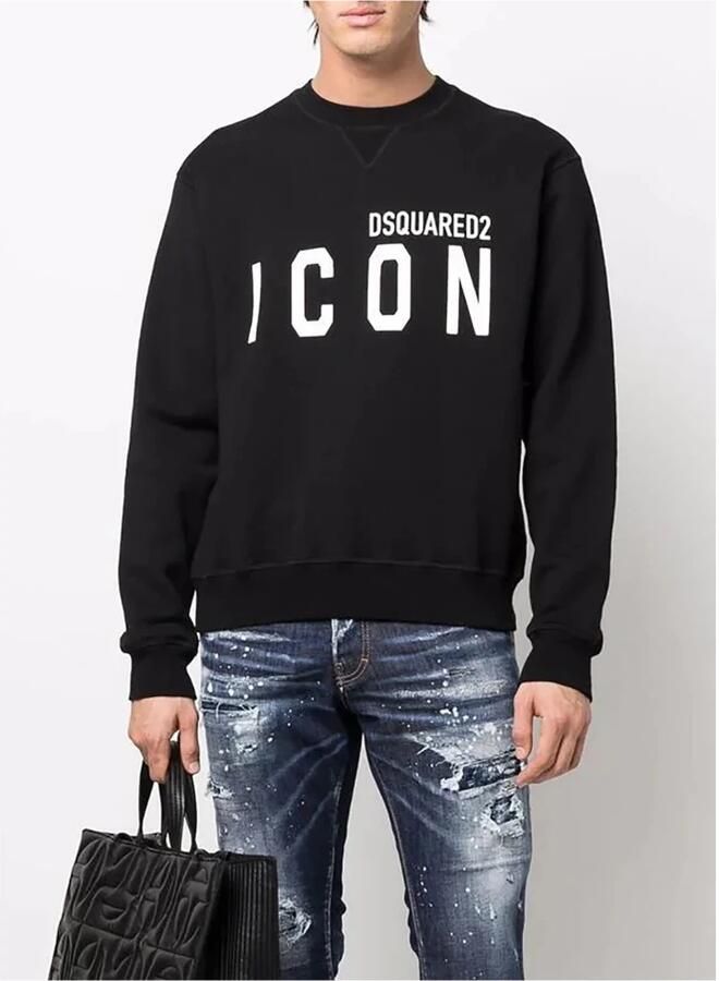 Dsquared2 Icon Crew-neck Sweatshirt met Logo Print Black Heren