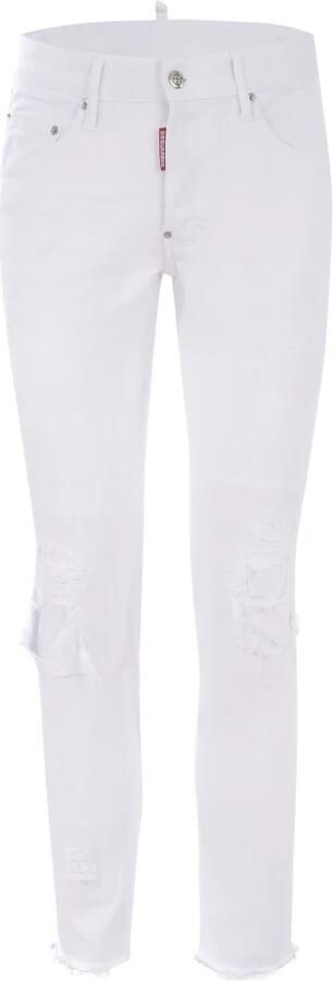 Dsquared2 Skater Jeans met Versleten Wit Denim en Logo Patch White Heren - Foto 5